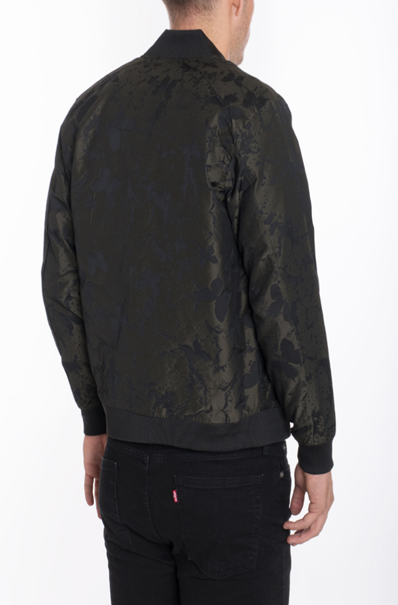 BUTTERFLY PRINTED BOMBER- OLIVE