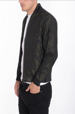 BUTTERFLY PRINTED BOMBER- OLIVE