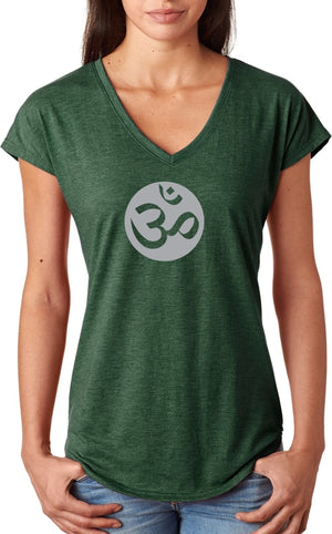 Big OM Print Triblend V-neck Yoga Tee Shirt