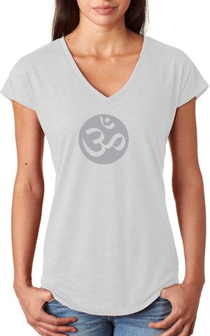 Big OM Print Triblend V-neck Yoga Tee Shirt