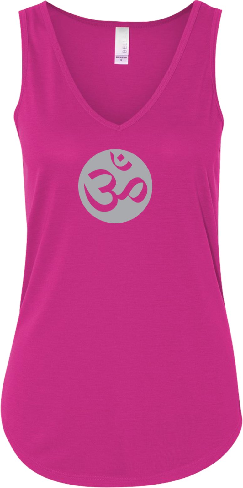 Big OM Print Flowy V-Neck Yoga Tank Top