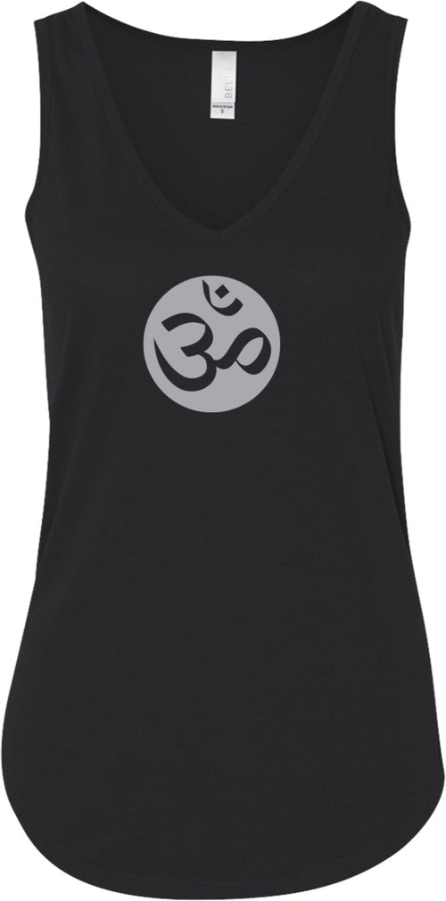 Big OM Print Flowy V-Neck Yoga Tank Top