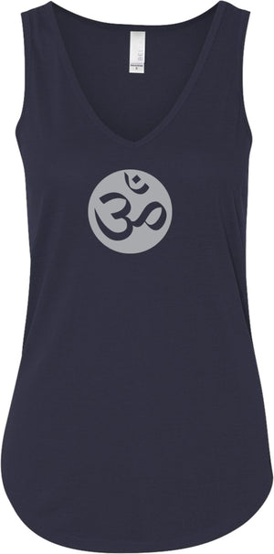 Big OM Print Flowy V-Neck Yoga Tank Top