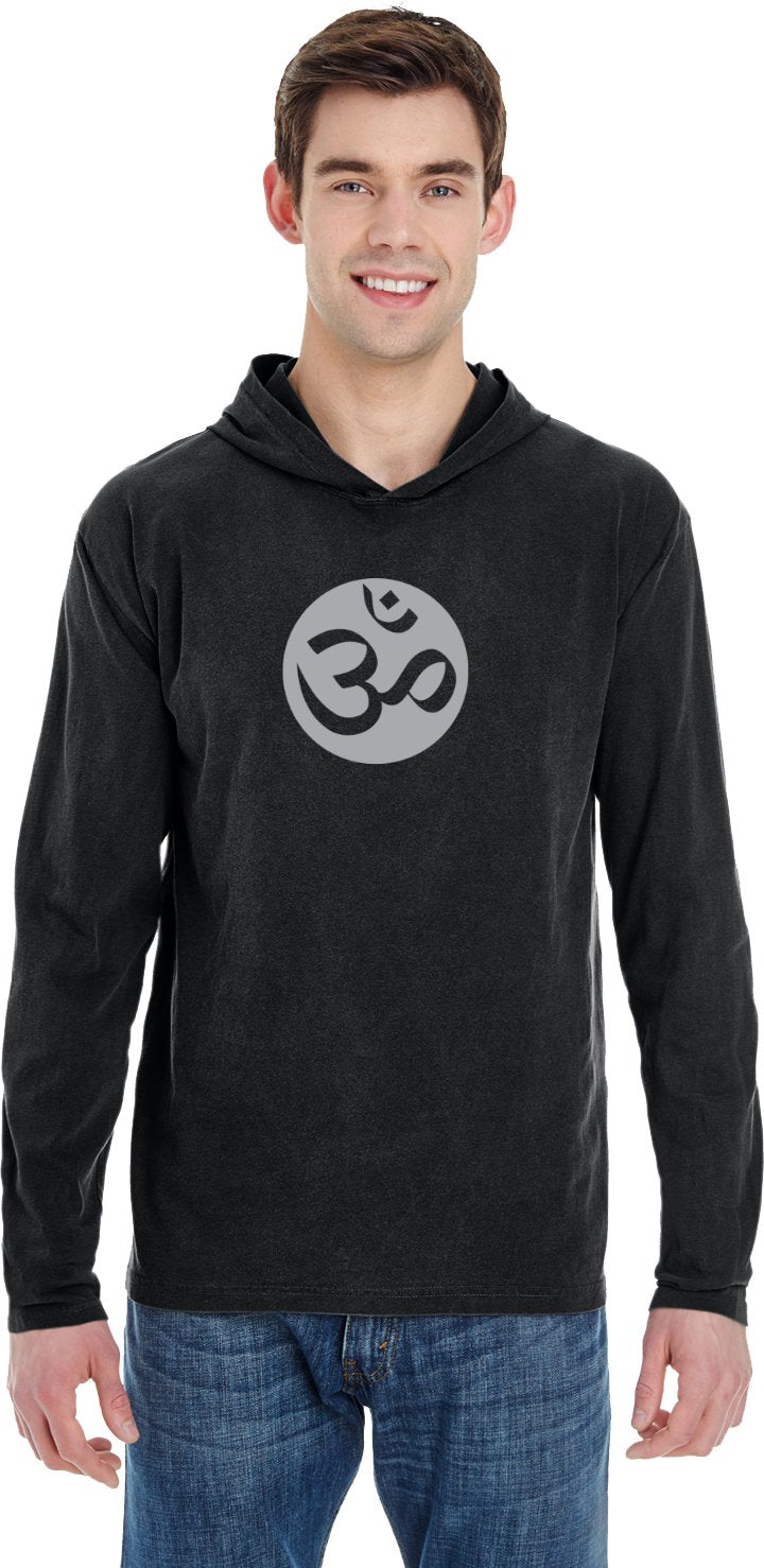 Big OM Print Pigment Hoodie Yoga Tee Shirt