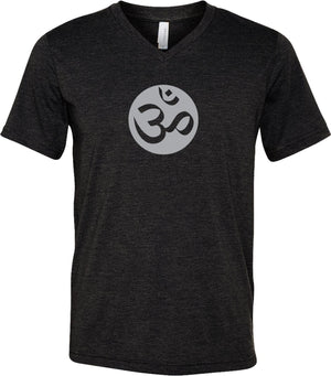 Big OM Print Triblend V-neck Yoga Tee Shirt