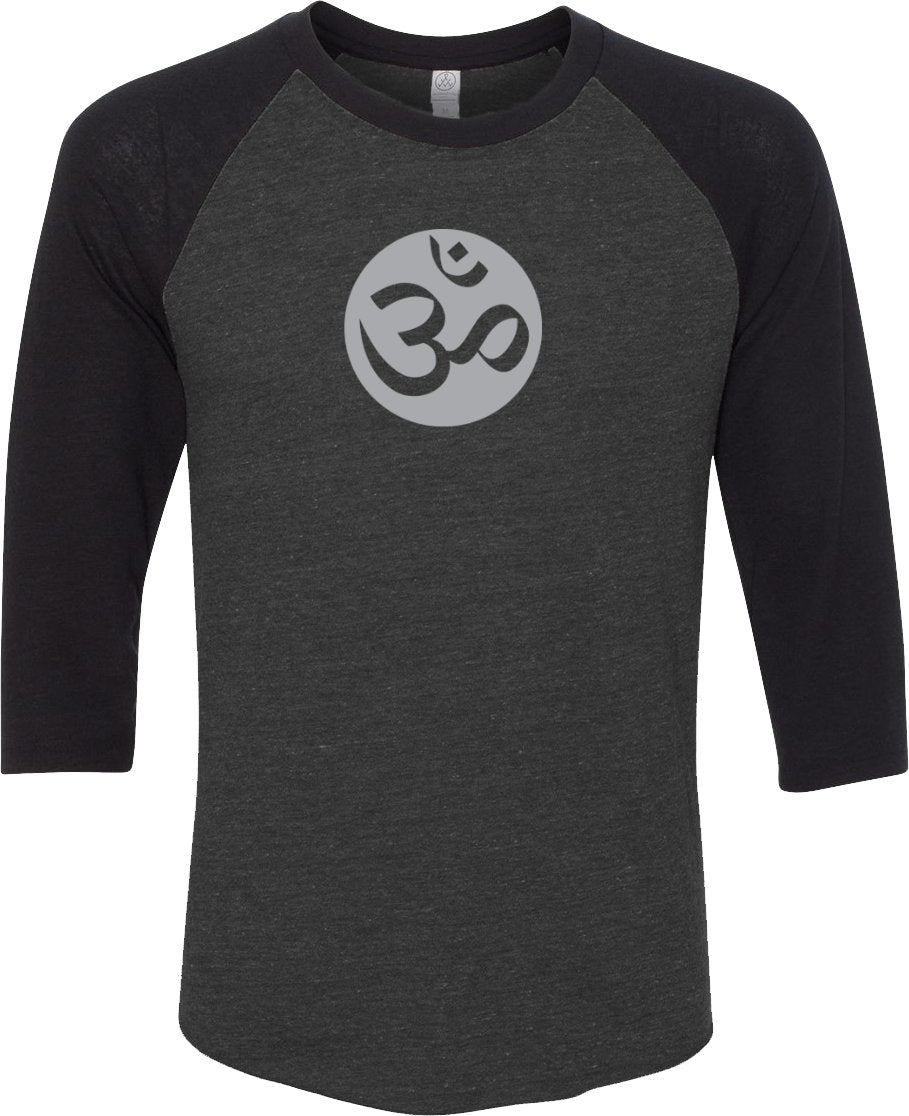 Big OM Print Eco Raglan 3/4 Sleeve Yoga Tee Shirt