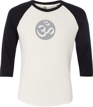 Big OM Print Eco Raglan 3/4 Sleeve Yoga Tee Shirt