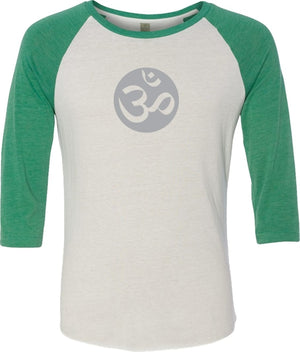 Big OM Print Eco Raglan 3/4 Sleeve Yoga Tee Shirt