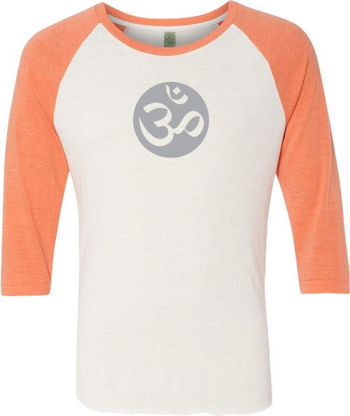 Big OM Print Eco Raglan 3/4 Sleeve Yoga Tee Shirt