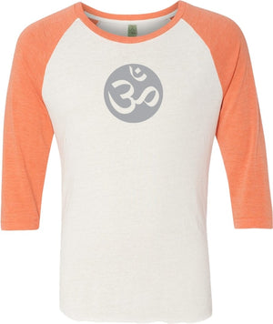 Big OM Print Eco Raglan 3/4 Sleeve Yoga Tee Shirt