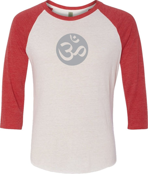 Big OM Print Eco Raglan 3/4 Sleeve Yoga Tee Shirt