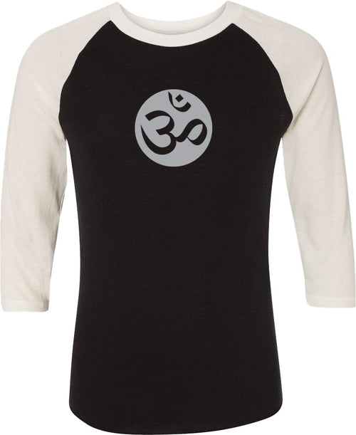 Big OM Print Eco Raglan 3/4 Sleeve Yoga Tee Shirt