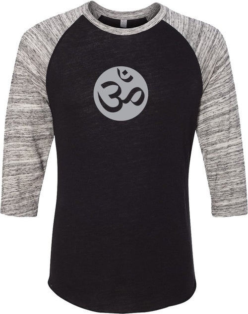 Big OM Print Eco Raglan 3/4 Sleeve Yoga Tee Shirt
