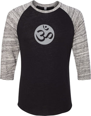 Big OM Print Eco Raglan 3/4 Sleeve Yoga Tee Shirt