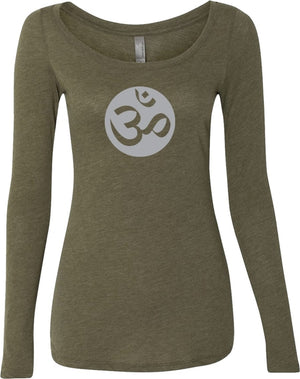 Big OM Print Triblend Long Sleeve Yoga Tee Shirt