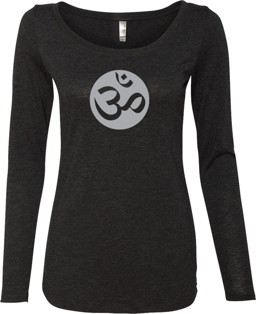 Big OM Print Triblend Long Sleeve Yoga Tee Shirt