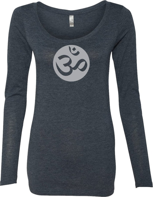 Big OM Print Triblend Long Sleeve Yoga Tee Shirt