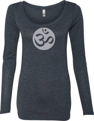 Big OM Print Triblend Long Sleeve Yoga Tee Shirt