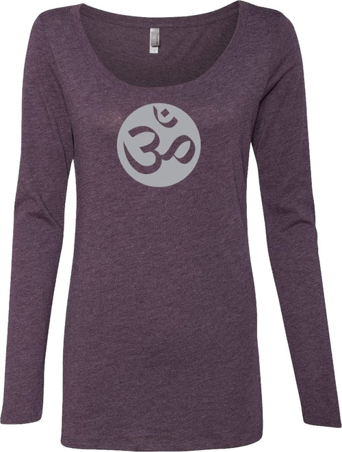 Big OM Print Triblend Long Sleeve Yoga Tee Shirt