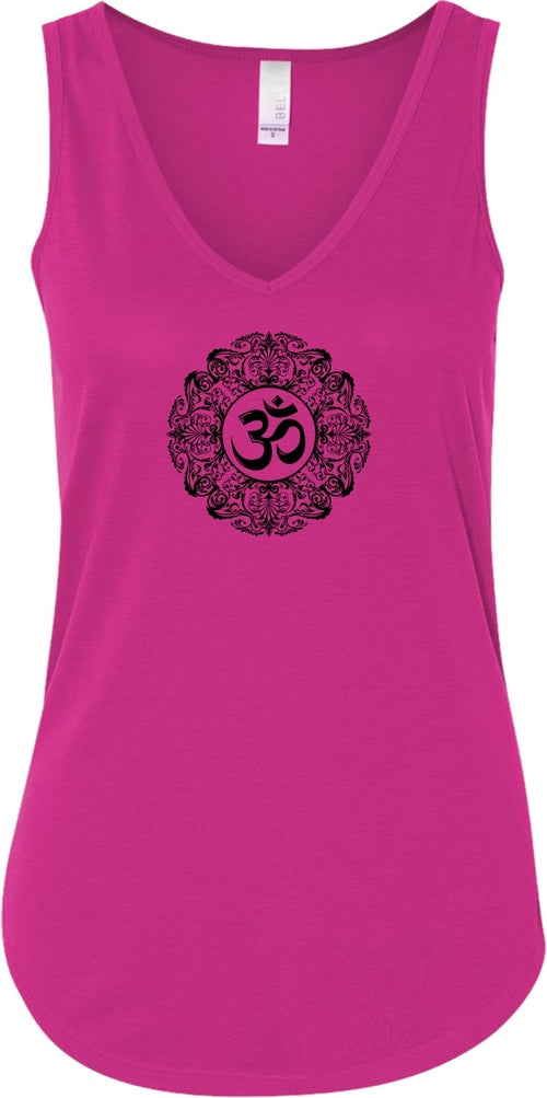 Black Ornate OM Lightweight Flowy Yoga Tank Top