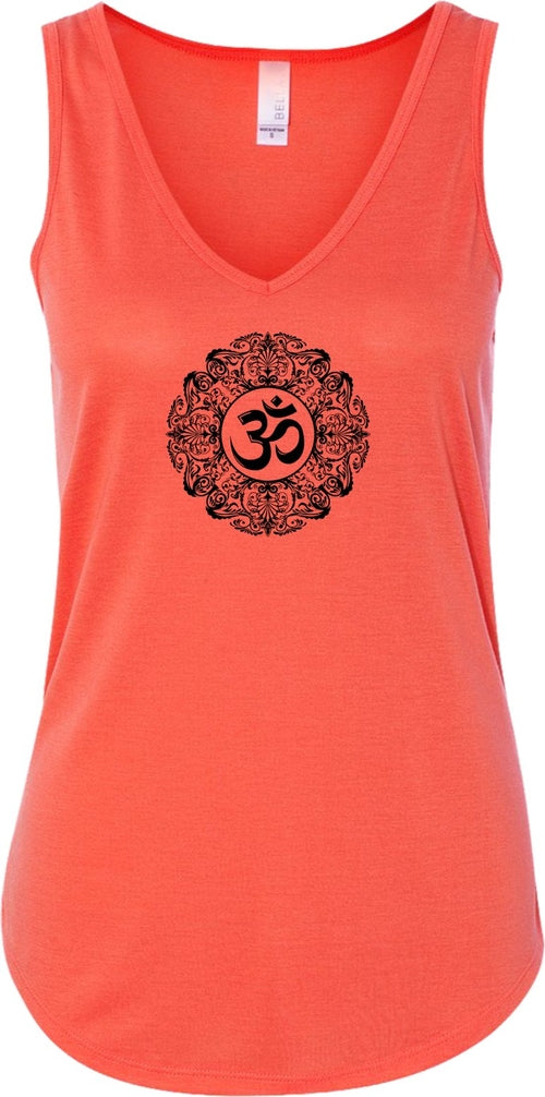 Black Ornate OM Lightweight Flowy Yoga Tank Top