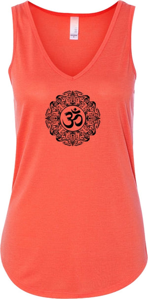 Black Ornate OM Lightweight Flowy Yoga Tank Top