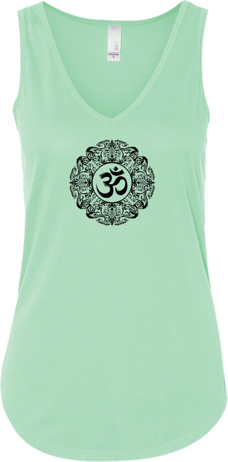 Black Ornate OM Lightweight Flowy Yoga Tank Top