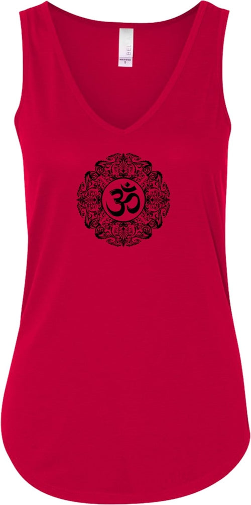 Black Ornate OM Lightweight Flowy Yoga Tank Top