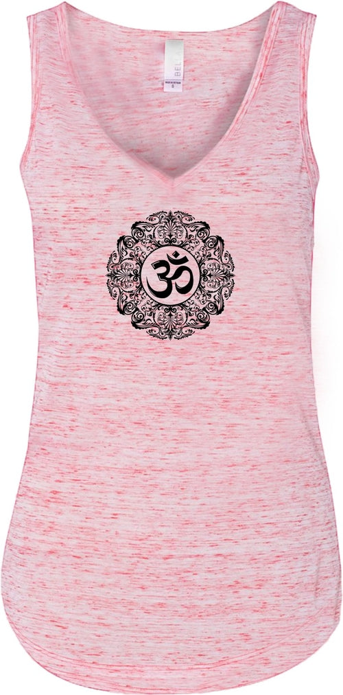 Black Ornate OM Lightweight Flowy Yoga Tank Top