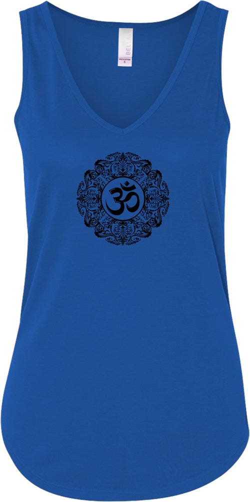 Black Ornate OM Lightweight Flowy Yoga Tank Top