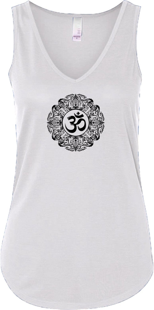 Black Ornate OM Lightweight Flowy Yoga Tank Top