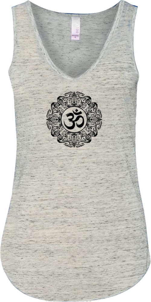 Black Ornate OM Lightweight Flowy Yoga Tank Top