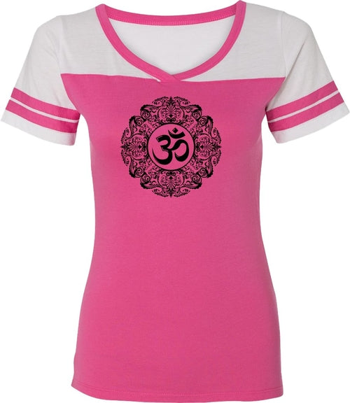 Black Ornate OM Powder Puff Yoga Tee Shirt