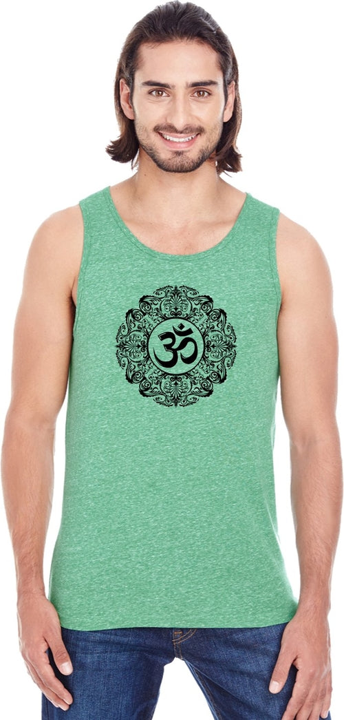Black Ornate OM Triblend Yoga Tank Top