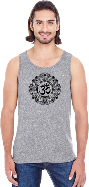 Black Ornate OM Triblend Yoga Tank Top