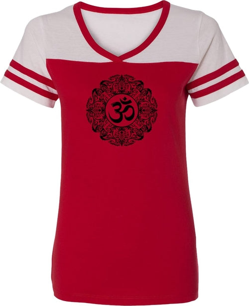 Black Ornate OM Powder Puff Yoga Tee Shirt