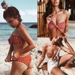 Popular Women Sexy Dot Printed Bikini Set Push-Up