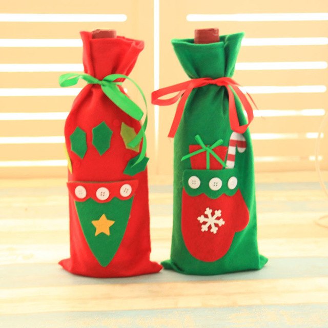 Red Wine Bottle Cover Bags Decoration Home Party