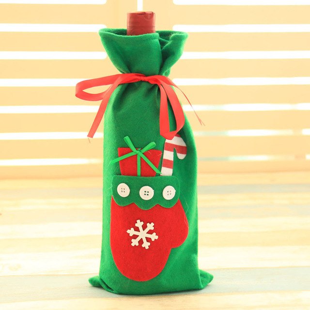 Red Wine Bottle Cover Bags Decoration Home Party