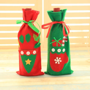 Red Wine Bottle Cover Bags Decoration Home Party