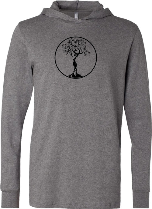 Black Tree of Life Circle Lightweight Yoga Hoodie