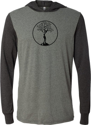 Black Tree of Life Circle Lightweight Yoga Hoodie