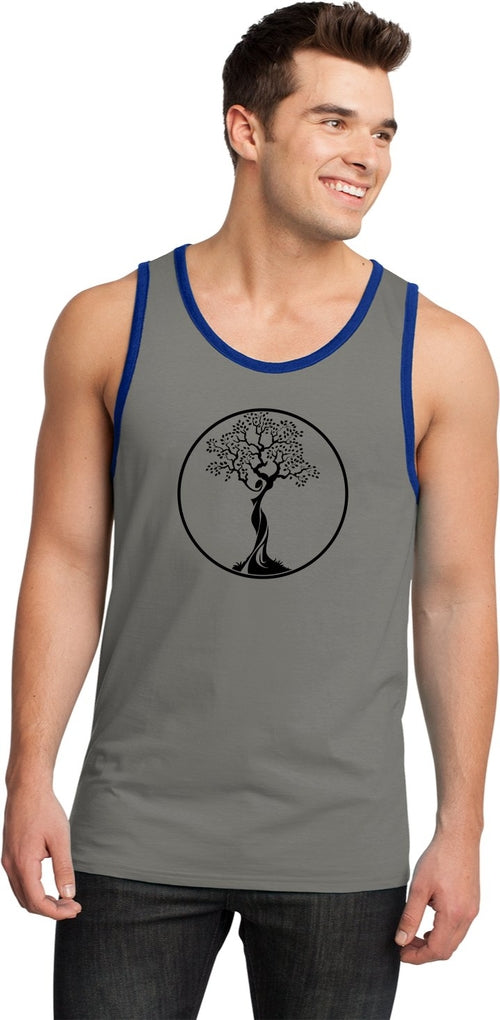 Black Tree of Life Circle 100% Cotton Ringer Yoga