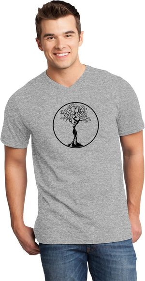 Black Tree of Life Circle Important V-neck Yoga