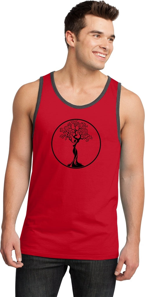 Black Tree of Life Circle 100% Cotton Ringer Yoga