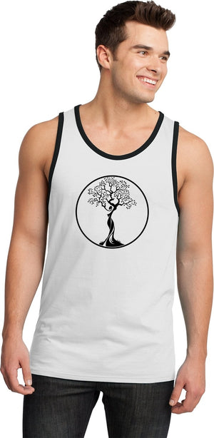 Black Tree of Life Circle 100% Cotton Ringer Yoga