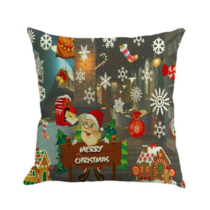 Winter Pillowcase Happy Christmas 45cmX45cm Pillow