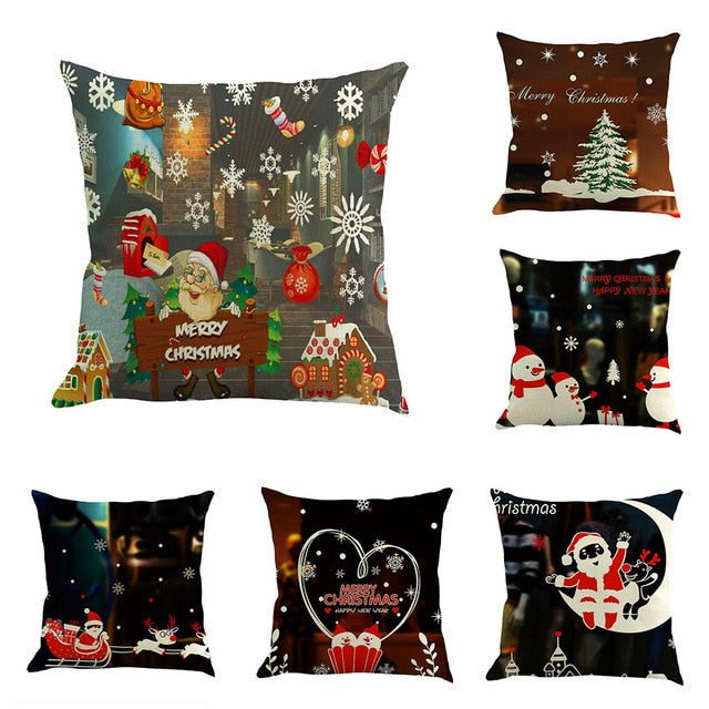 Winter Pillowcase Happy Christmas 45cmX45cm Pillow