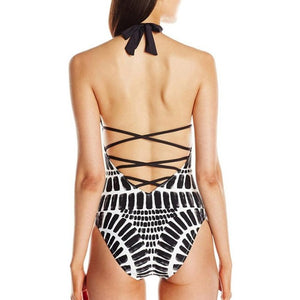 Womens Sexy Siamese Swimsuit Tie Backless halter