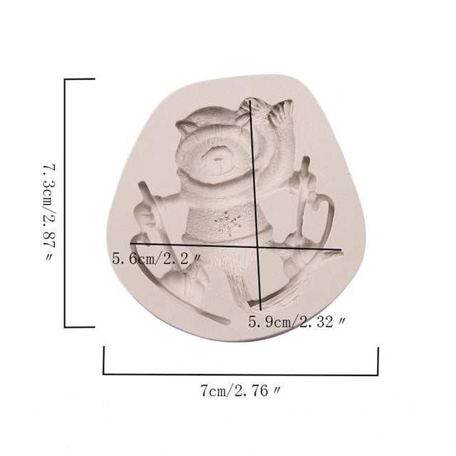Xmas Christmas Silicone Mould Winter Ski Raccoon